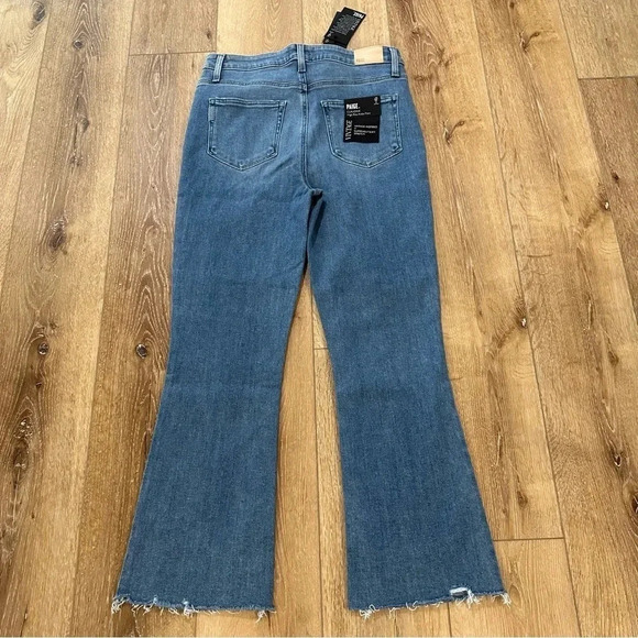 Paige Claudine High-Rise Ankle Flare Raw Hem Medium Wash Denim Jeans Size 31 NWT - Picture 10 of 10
